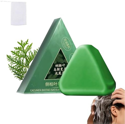 Barra de champú triangular natural, champú sólido de jabón verde,espuma rica, limpia y nutre suavemente el cabello, adecuado para la mayoría de los tipos de cabello (1 pcs)