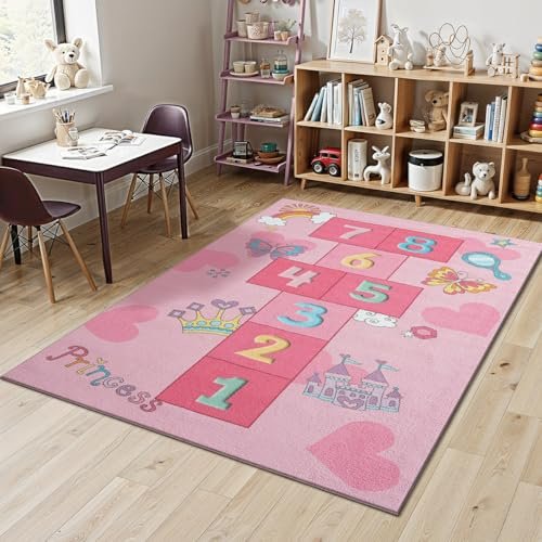 Mia´s Teppiche Joy Kids - Kinderzimmer, Kinderteppich, Spielteppich, Hüpfteppich, Zahlenteppich, Pink, 120 x 160 cm