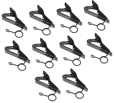 HOODANCOS Iron Collar Clip for Mic 10pcs Black Microphone Holders Clip-on Design for Lavalier Mic Easy to Carry Set Suitable for Stage Performance and Conference Room