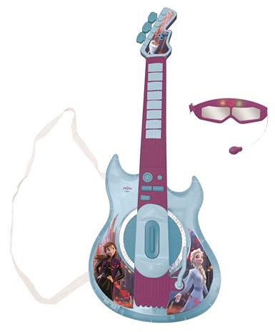 Lexibook Disney Frozen 2 Elsa Anna Chitarra Elettronica illuminata con Microfono, Occhiali con Microfono, Canzoni Demo, MP3 Plug, Blu/Viola, K260FZLXB