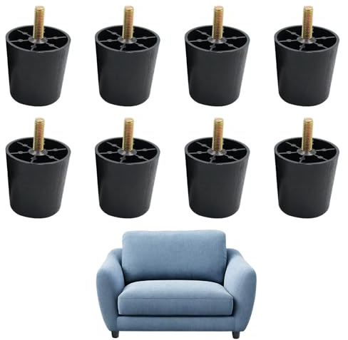 8PCS Furniture Feet,Screw On Plastic Feet,Sofa Feet for Furniture,Protectors Sofa Feet,1.97inches Round Tapered Plastic Couch Legs Suitable for Sofa,Chair and Bed with 8 Screw-in Screw,Cabinet Feet
