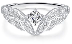 Whoiy Verlobungsring Gold Damen 585 Echt Gold, Unique Ehebandring mit Moissanite 0.25ct Ehering 14 Karat Weissgold Damenringe Größe 63 (20.1)