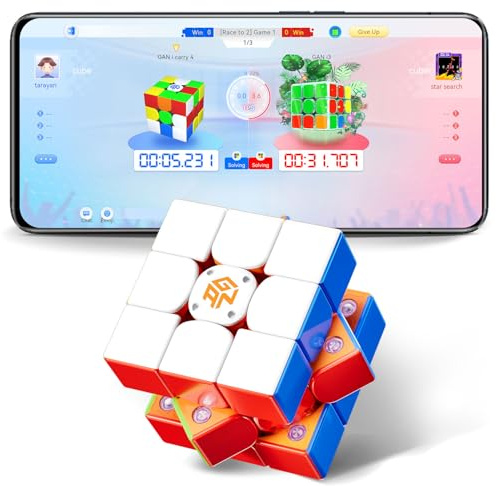 GAN i Carry 4 Zauberwürfel 3x3, Original Smart Speedcube,Neujahrskollektion | App Online-Wettbewerb, Speed Cube Bluetooth für Kinder, Anfänger und Erwachsene, Austauschbaren Batterien, Frosted Version
