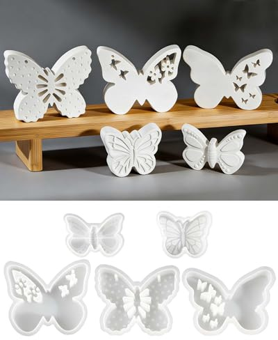 EPODA 5 Stück Silikonform Schmetterling, 3D Silikonformen Gießformen Schmetterling, für die Herstellung von handgefertigten Duftkerzen, Gips, Handgemachte DIY Bastelformen
