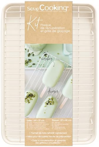 ScrapCooking - Kit Grille de Refroidissement & Glaçage 30 x 40 cm - Plaque Cuisson Pâtisserie - Idéal Décoration Gâteaux, Donuts, Glaces, Cookies - Accessoire Pâtisserie - 2106