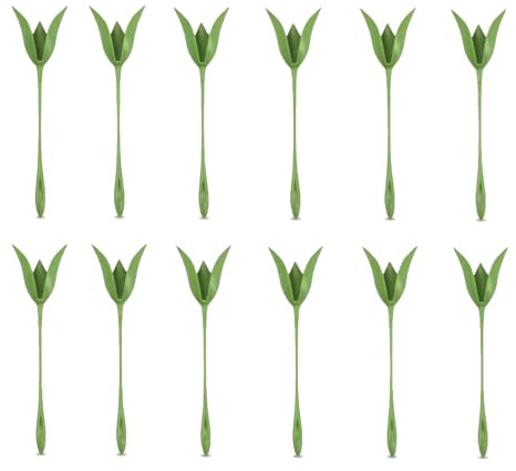 Confezione da 10 portatovaglioli a forma di fiore, con stelo a forma di tulipano, eleganti portatovaglioli per matrimoni, banchetti, cene, decorazioni per feste