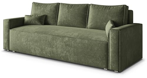 Masseno Sofa MENI LM mit Schlaffunktion, Sofa mit Bettkasten, Wohnzimmersofa, Couch, Soffa, Bettsofa, Couchgarnitur- Grün, LUMO 20