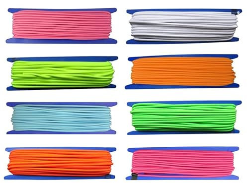 Gepotex Gummiseil/Expanderseil Länge 8 x 20 Meter Durchmesser 5mm - 8 Farben Fluoreszierend (leuchtet unter Schwarzlicht), Beste Qualität - Made in Germany