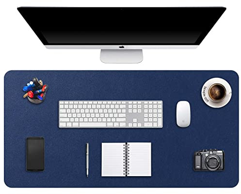 DOBAOJIA Schreibtischunterlage Blau, Schreibtischmatte, Desk Pad 90 x 43cm | Schreibtischschutz XXXL, Schreibblock, für Laptop/Tastatur/Maus, PU Leder Wasserdicht + Wildleder Rutschfest
