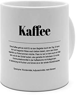 XXL Riesen-Tasse mit Definition Kaffee - Wörterbuchtasse mit Spruch, Kaffeebecher, Jumbo-Becher - Farbe Weiß