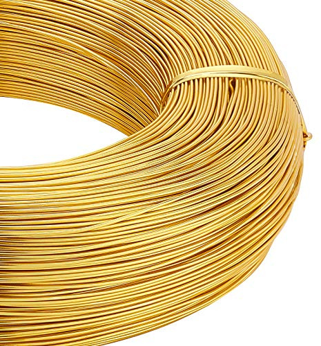 BENECREAT 0.8mm 300m Filo di Alluminio Dorato Filo per Scultura in Metallo Pieghevole per Gioielli di Perline che Fanno Progetti Artistici e Artigianali