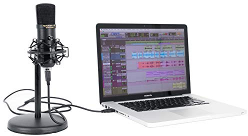 Rockville Solo-Cast 24 bit 192 Khz USB Microfono per Computer Youtube Zoom Podcasting Gaming Skype Twitch Streaming Home Studio Registrazione Computer Portatile Desktop Mic w/Desk Stand+Pop Filter