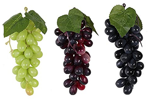 SJDWDX 6 racimos de uvas artificiales, de 18 cm, con viñedos, espuma de simulación realista, decoración de frutas, decoración para bodas, vinos, cocina, centro de mesa, accesorios de fotografía de