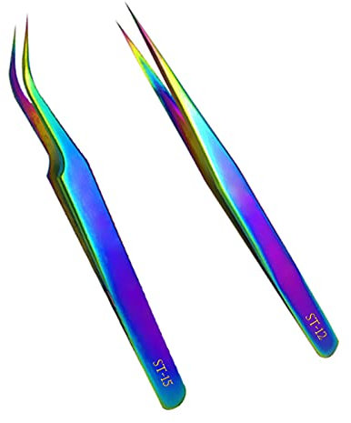 Set di pinzette, strumenti per pittura a diamante, pinzette per extension per ciglia, pinzette antistatiche in acciaio inox curve, per pittura con diamanti, elettronica, lavori di laboratorio