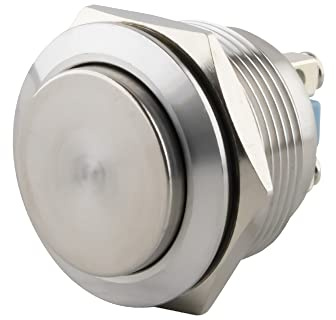 SeKi Pulsador de acero inoxidable, diámetro de 22 mm, forma de cabeza sobresaliente, conexión roscada; pulsador de timbre