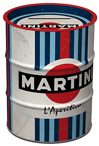 Nostalgic-Art Retro Spardose, 600 ml, Martini – L'Aperitivo Racing Stripes – Geschenk-Idee als Bar-Zubehör, Sparschwein aus Metall, Vintage Blech-Sparbüchse
