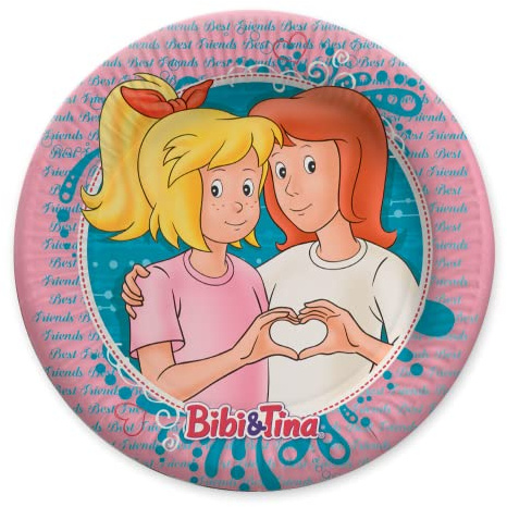 Party Factory Bibi & Tina 8x Pappteller, Einwegteller bunt, Ø23cm, Partyteller zum Kindergeburtstag