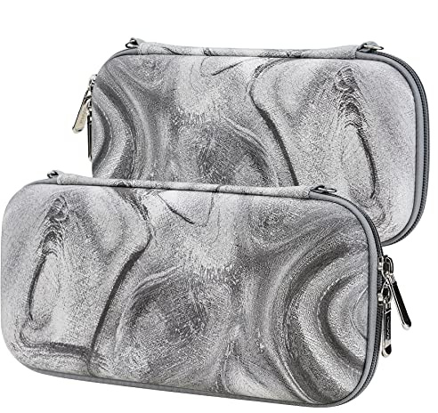 playvital Étui pour Switch Lite Pochette de Transport | Housse de Protection avec Capuchon Joystick pour Nintendo Switch Lite et 10 Fentes Cartes & Dragonne-Argent Tourbillon