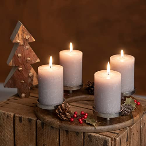 Adventskranz Holz Rund 30cm 4er Kerzenständer Advent Kerzenhalter 7cm Weihnachtskranz Tisch Adventsschale Weihnachtsdeko Holz Modern Tischkranz Weihnachten Holzkranz Advent Deko Kerzenteller