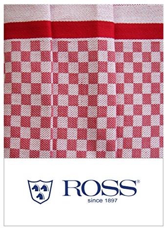 Ross 3er Pack Zwirn Halbleinen Geschirrtücher Karo rot, 50x70 cm