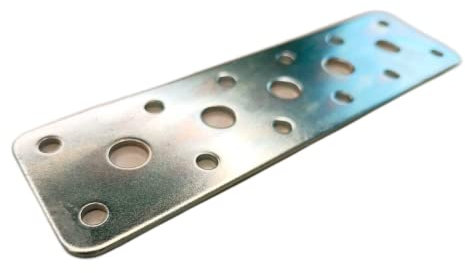 Piastra di giunzione piatta, 145 mm x 40 mm, piastra forata in acciaio zincato, colore argento, connettore per legno, falegnameria, mobili falegname, per interni ed esterni. (50)