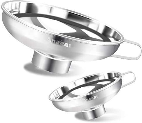 Anaeat Edelstahl-Einmachtrichter mit Griff für breite und reguläre Gläser & Einmachgläser, Weithalstrichter für flüssige und trockene Zutaten, große Feststoffe, Öl, Bohnen und Marmeladen