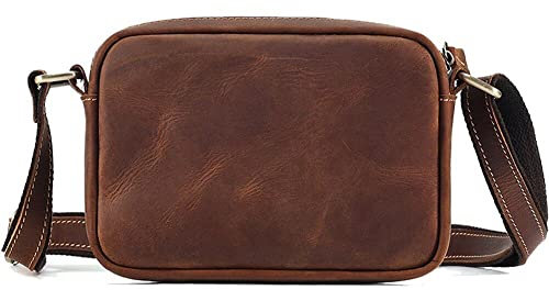 Haowul Vintage Authentique en Cuir en Cuir Masculin D'épaule Crossbody Femelle Simple Rétro Petit De Messager Dames Craquiers Craquage en Cuir Sacs