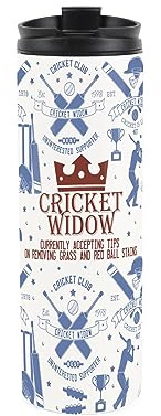 Cricket Travel Mug - Novelty Fun Joke Cricket Widow - Reusable Stainless Steel Vacuum-Sealed Double-Walled Hot/Cold Drinks Travel Flask 500ml (16 fl oz)