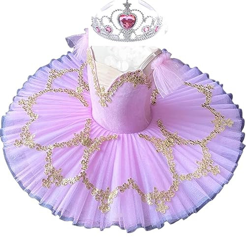 OTMYIGO Professionelles Ballett-Tutu für Mädchen, Platter-Pfannkuchen-Tutu, Ballerina-Partykleid, Ballett-Tanzwettbewerb-Kostüm,A4,150