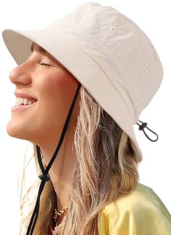 Wasserabweisender Fischerhut für Damen und Herren, Regenhut, LSF 50+, Boonie-Sonnenhut, faltbar, Sommer, Schlapphut, Angeln, Safari-Hut, Hellbeige, Einheitsgröße