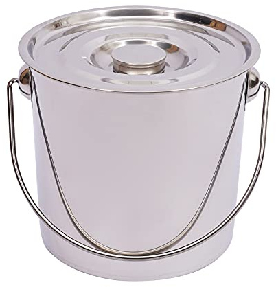 6L/12L/20L Edelstahleimer Kücheneimer Lebensmitteleimer Futtereimer Milcheimer Sektkühler, Edelstahl Industrie Küche Eimer mit Tragegriff+Deckel für Küchen, Bars, Partys, Extra dick 1,6 mm (12L)