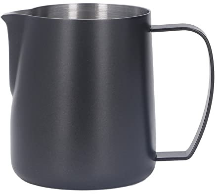Brocca per Schiuma di Latte Brocche per Cottura a Vapore in Acciaio Inossidabile, Tazza da Caffè in Acciaio Inossidabile con Doppio Isolamento, Brocca per Schiuma di Latte per Macchine,(Nero)