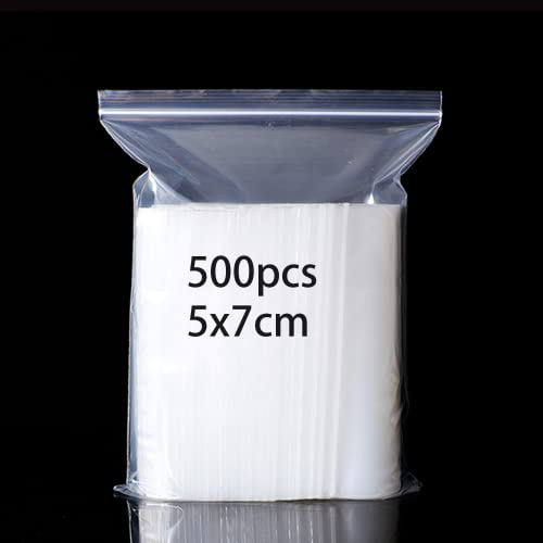 500 Sachets transparents en plastique refermables, sac de serrure à fermeture à glissière réutilisable fort, épaississement et durable, serrure pour fermer à clef 5x7cm