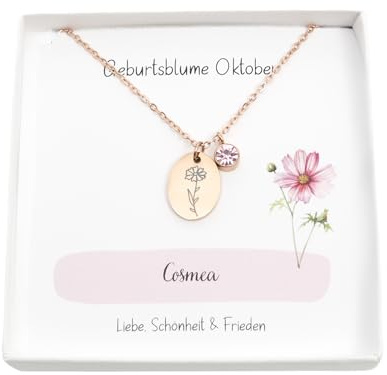 Generisch Personalisierte Halskette Geburtsblume Damen Mädchen