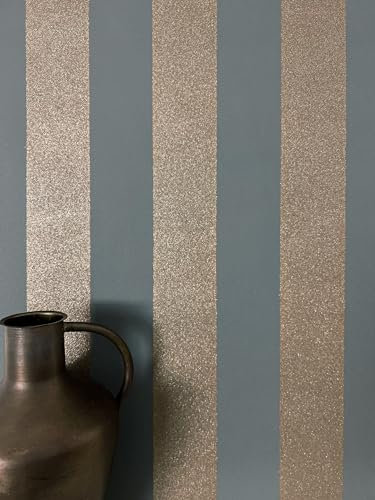 NEWROOM carta da parati Bronzo Strisce Tessuto non Tessuto - Striscia Grigio Linea Glitter Moderna