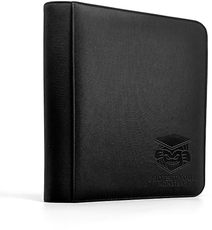 Protect Your Monsters Premium TopLoader Binder mini Heftmappe - 4 Fächer Sammelkarten Trading Cards Mappe - 128 Fächer mit Seitenöffnung für Spielkarten in Top Loadern zum sammeln und tauschen