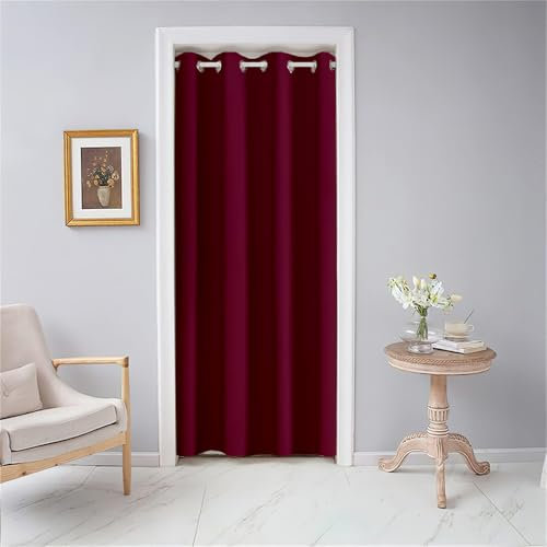 Odot Blackout Thermal Insulation Single Curtain - Modern Partition Curtain for Closet, Window, Bedroom - Burgundy, 1 PANEL (66x90)