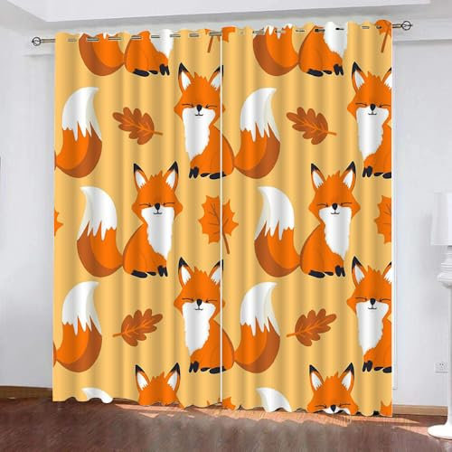 Verdunkelungsvorhänge für Kinderzimmer, Waldtiere, 2 Paneele, 280 x 175 cm, wärmeisoliert, Kinderzimmer-Vorhänge für Jungen und Mädchen, ideal für Winter und Sommer, Ösenvorhänge für Wohnzimmer, A23