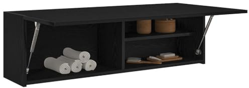 Gecheer Bad-Wandschrank Hängeschrank Badschrank Küchenschrank Medizinschrank Badmöbel Schwarz 100x25x30 cm Holzwerkstoff
