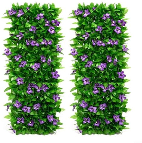 Valla artificial extensible de madera, valla telescópica, valla falsa para plantas (2 unidades)