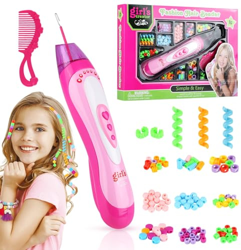 Geschenk Mädchen 5 6 7 8 9 Jahr, Haarschmuck Mädchen Spielzeug, Haarperlen Mädchen, Haarflechtmaschine Mädchen ab 5-12 Jahre, Flechtmaschine Haare Kinder für Geburtstagsgeschenk