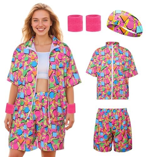 Matreeglam Tenue des années 80 pour femmes et hommes, survêtement rétro d'été des années 90, accessoires de fête pour carnaval, Style 2, XL