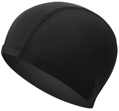 Badekappe für Damen und Herren, Stoff Elastizität Schwimmkappe, Anti Rutsch Schwimmmütze für Lange und Kurze Haare, Langlebige wasserdichte Swimming Cap für Erwachsene (Schwarz)