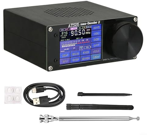 ATS25 Max II Receptor de Radio Actualizado con Código de Activación Oficial Pantalla Táctil 2.4, FM/LW/MW/SW/SSB, Batería 4000mAh, Antena Wi-Fi