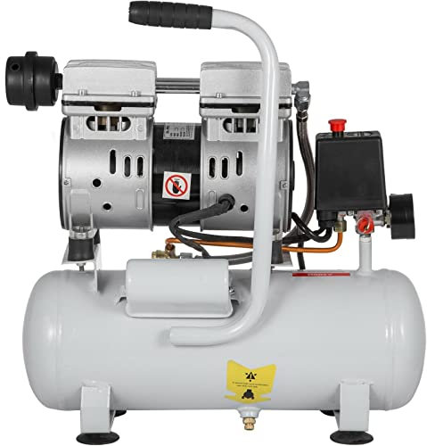Compresor de aire silencioso de 9L con Motor de cobre puro, bomba de aire sin aceite de 550W for reparación del hogar, compresor Whisper de inflado de neumáticos,Piezas mecanizadas de precisión