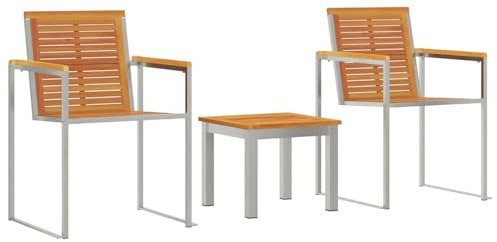 vidaXL Sonnenliege 3 pcs Braun Massivholz Akazie, Garten und Terrasse, Moderne Sonnenliege, Bequeme Sitzmöbel, langlebiges Loungesofa, Entspannungssessel
