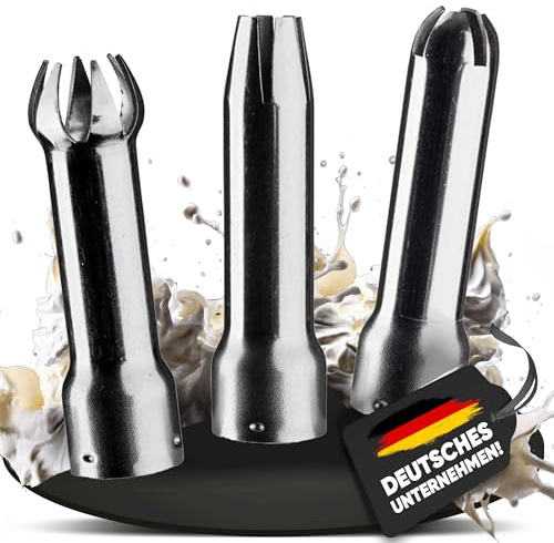 Sahnespender-Ersatztüllen, Edelstahl Tüllen für Sahnespender 3er-Set