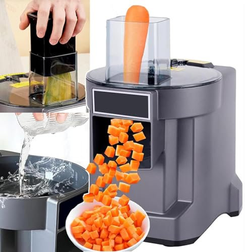 Electric Vegetable Fruit Slicer - 3-in-1 Dicing, Slicing, Shredding Machine for Fast Food Prep, Easy Clean