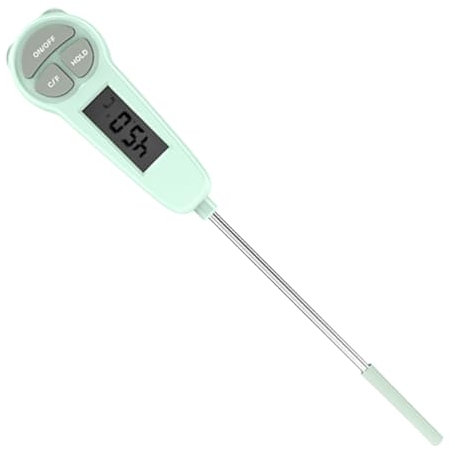 Termómetro de cocción - Medidor de temperatura del agua | termómetro con LCD grande | Sonda de comida larga con botón para bebidas calientes | Botón termómetro para cocción de cocina, barbacoa, azúcar