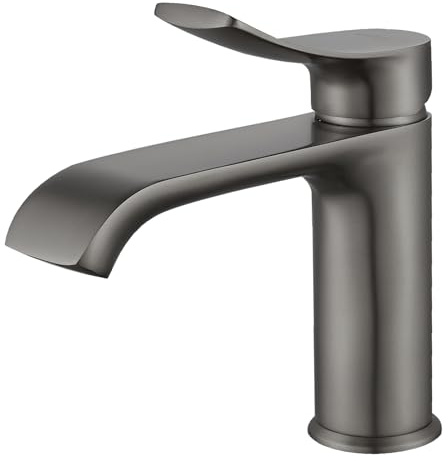 BELZ Wasserhahn Bad Messing, Einhebel Waschtischarmatur Gunmetal | Einloch Armatur, Wassersparend, Auslaufsicher, Leise, Langlebiges Messing, Warm Kalt Mischbatterie für Waschbecken Badezimmer